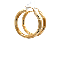 14kt Yellow Gold Diamond Cut Hoop Earrings