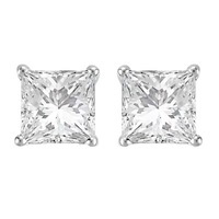 14kt White Gold 52ct tw Lab Grown Diamond Princess Cut Studs With Certification