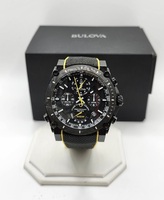 Bulova Precisionist 98B312 Chronograph 300M Black Yellow Watch Working