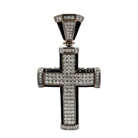 14kt White Gold 8.00ct tw Diamond & Onyx Cross Pendant