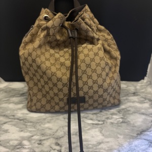 Gucci Drawstring  Monogram Bookbag Authenticated
