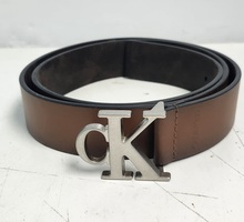 Calvin Klein Men’s Brown Leather Belt 45" CK Logo Buckle