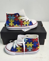 Custom Converse Chuck Taylor Infant High Top 7J253 Puzzle Rhinestone US 9