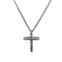 Tiffany & Co. Diamond Cross Necklace With Box & Gift Bag