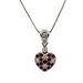 14kt White Gold Diamond & Ruby Heart Pendant With Chain 