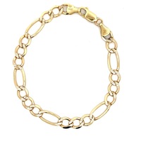 14kt Yellow Gold 8" 7mm Diamond Cut Figaro Link Bracelet