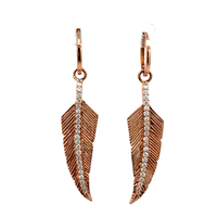 18kt Rose Gold .36ct tw Diamond Feather Dangling Earrings