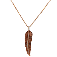 18kt Rose Gold .25ct tw Diamond Feather Pendant With Chain