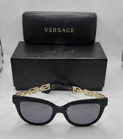 Versace VE4394 Black Polarized Sunglasses w/ Gold Greca Temples