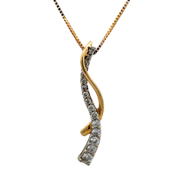 14kt Two Tone .40ct tw Diamond Pendant With Chain  
