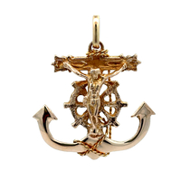 14kt Yellow Gold Crucifix Anchor Pendant