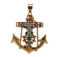 14kt Two Tone Crucifix Anchor