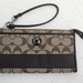 Coach Signature Jacquard Brown Wristlet Wallet