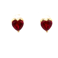14kt Yellow Gold Ruby Heart Stud Earrings