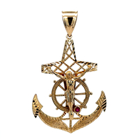 14kt Yellow Gold Ruby Anchor Pendant 