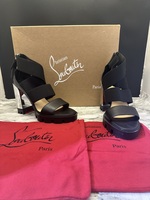 Christain Louboutin Patrouiagoma Strappy Metallic Heel Platform Sandals Size 40 