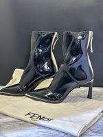 FENDI Two-tone Glossed-Neoprene Ankle Boots In Black Size 40 (US 9.5)