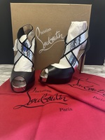 Christian Louboutin Xiletta Disco Ball Black Silver Sequin Size 39.5