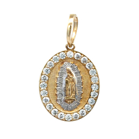 10kt Tone Tone CZ Virgin De Guadalupe Pendant
