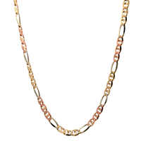 14kt Two Tone 23" 4.25mm Figaro Mariner Link Chain  