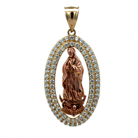 14kt Two Tone CZ Virgin De Guadalupe Pendant 