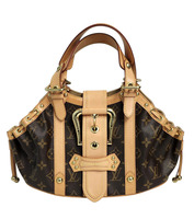 Louis Vuitton Monogram Theda PM Satchel Handbag Vachetta + Dust Bag