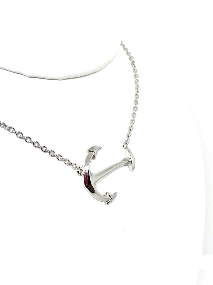 Sterling Anchor Pendant Necklace 